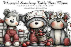 Whimsical Strawberry Teddy Bear Clipart Product Image 1