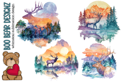 Watercolor Elk Clipart Product Image 1