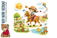 Summertime Horse Back Riding Clipart Product Image 1