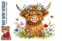 Wild Flower Cow Clipart Product Image 1