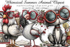 Whimsical summer animal clipart - Summer animals Png Product Image 1