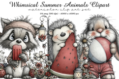 Whimsical Summer Animals Clipart Product Image 1