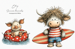Whimsical Summer Animals Clipart Product Image 1