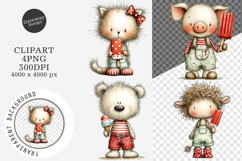 Whimsical summer animals clipart - Summer animals Png Product Image 1
