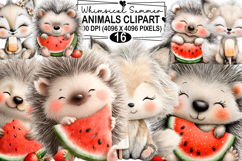 Whimsical Summer Animals Clipart Watercolor png Product Image 1
