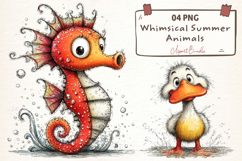 Whimsical Summer Animals PNG Clipart Product Image 1