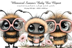 Whimsical Summer Baby Bee Clipart Product Image 1