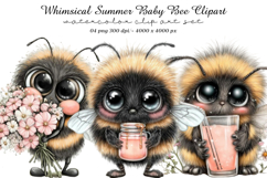 Whimsical Summer Baby Bee Clipart Product Image 1