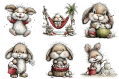Whimsical Summer Beach Bunny Clipart Product Image 2