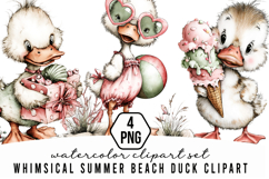 Whimsical Summer Beach Duck Clipart Product Image 1