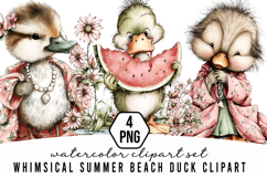 Whimsical Summer Beach Duck Clipart Product Image 1