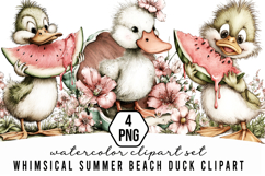 Whimsical Summer Beach Duck Clipart Product Image 1