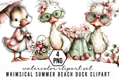 Whimsical Summer Beach Duck Clipart Product Image 1