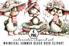 Whimsical Summer Beach Duck Clipart Product Image 1
