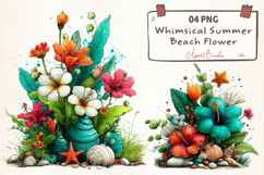 Whimsical Summer Beach Flower Clipart Product Image 1