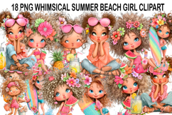whimsical summer beach Girl Clipart Product Image 1