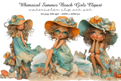 Whimsical Summer Beach Girls Clipart Product Image 1