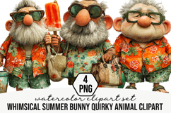 Whimsical Summer Beach Grandpa Clipart Product Image 1