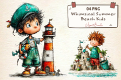 Whimsical Summer Beach Kids Clipart Product Image 1
