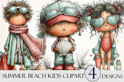 Whimsical Summer Beach Kids Clipart Product Image 1