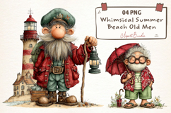 Whimsical Summer Beach Old Men Clipart Product Image 1