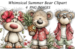 Whimsical Summer Bear Clipart Product Image 1