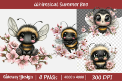 Whimsical Summer Bee Clipart Product Image 1