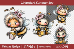 Whimsical Summer Bee Clipart Product Image 1