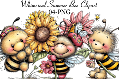Whimsical Summer Bee Clipart Product Image 1