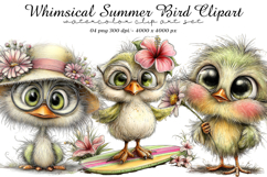Whimsical Summer Bird Clipart Product Image 1