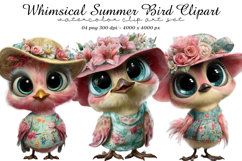 Whimsical Summer Bird Clipart Product Image 1