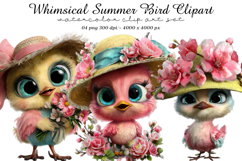 Whimsical Summer Bird Clipart Product Image 1