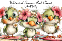 Whimsical Summer Bird Clipart Product Image 1