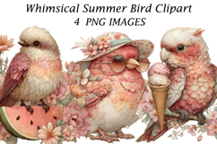 Whimsical Summer Bird Clipart Product Image 1