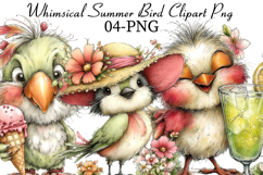 Whimsical Summer Bird Clipart Png Product Image 1