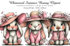 Whimsical Summer Bunny Clipart Product Image 1