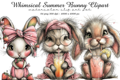 Whimsical Summer Bunny Clipart Product Image 1
