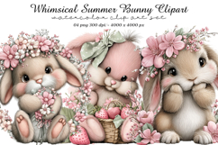 Whimsical Summer Bunny Clipart Product Image 1