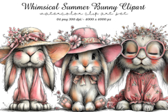 Whimsical Summer Bunny Clipart Product Image 1