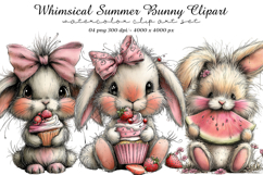 Whimsical Summer Bunny Clipart Product Image 1