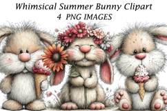 Whimsical Summer Bunny Clipart Product Image 1