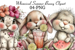 Whimsical Summer Bunny Clipart Product Image 1