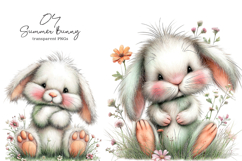 Whimsical Summer Bunny Clipart Product Image 1