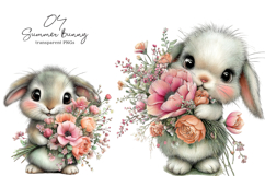 Whimsical Summer Bunny Clipart Product Image 1