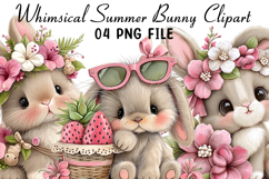 Whimsical Summer Bunny Clipart Product Image 1