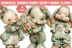 Whimsical Summer Bunny Quirky Animal Clipart Product Image 1