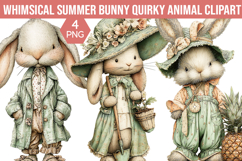 Whimsical Summer Bunny Quirky Animal Clipart Product Image 1