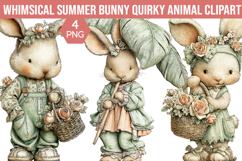 Whimsical Summer Bunny Quirky Animal Clipart Product Image 1