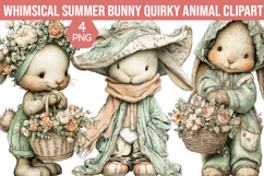 Whimsical Summer Bunny Quirky Animal Clipart Product Image 1
