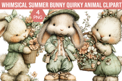 Whimsical Summer Bunny Quirky Animal Clipart Product Image 1